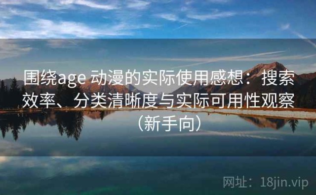 围绕age 动漫的实际使用感想：搜索效率、分类清晰度与实际可用性观察（新手向）