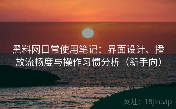 黑料网日常使用笔记：界面设计、播放流畅度与操作习惯分析（新手向）